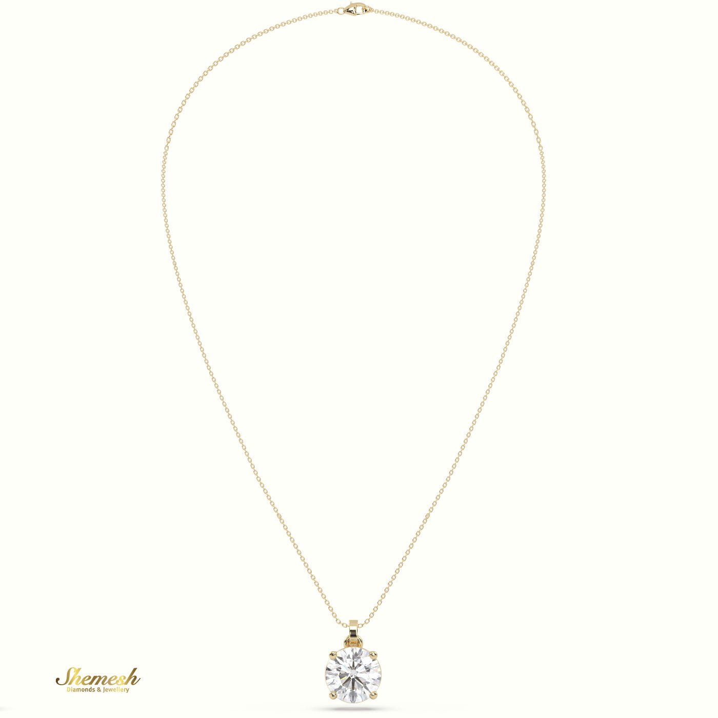 18K Gold 1.50ct Round Diamond Solitaire Pendant - shemesh_diamonds