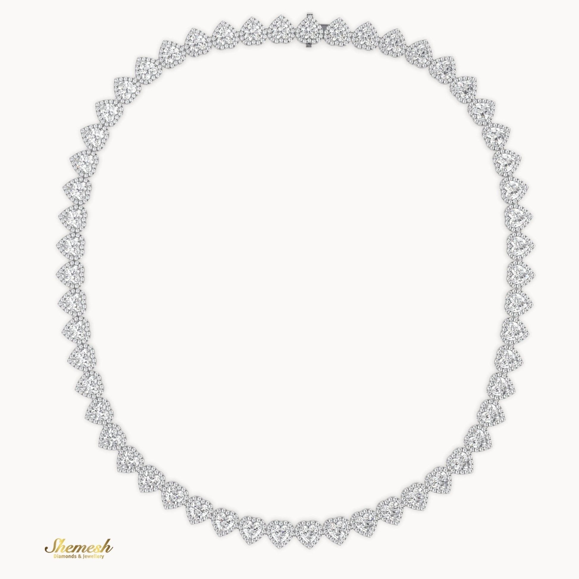 18K Gold Eternity Heart Shaped Diamond Necklace - shemesh_diamonds
