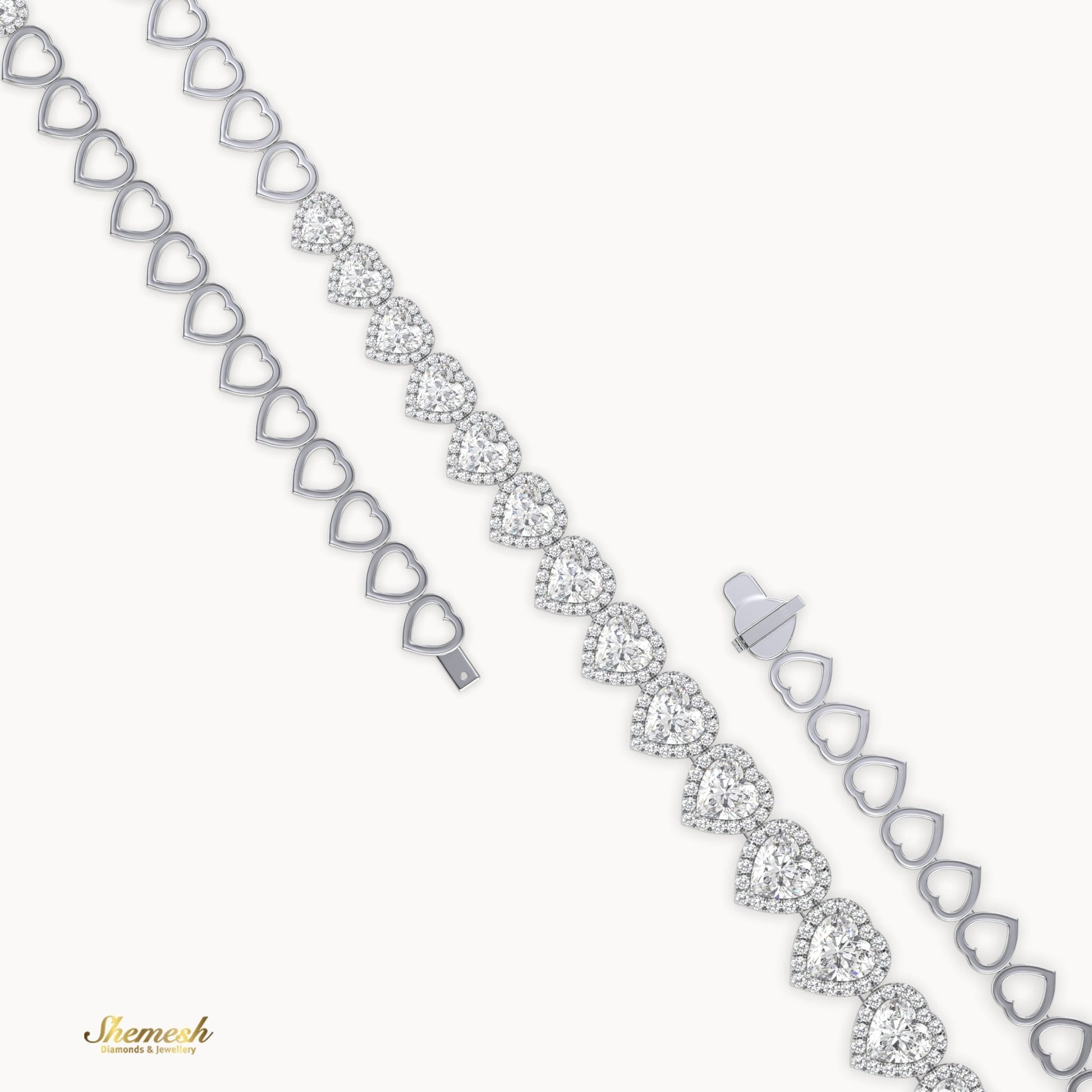 18K Gold Half Eternity Heart Shaped Diamond Necklace - shemesh_diamonds