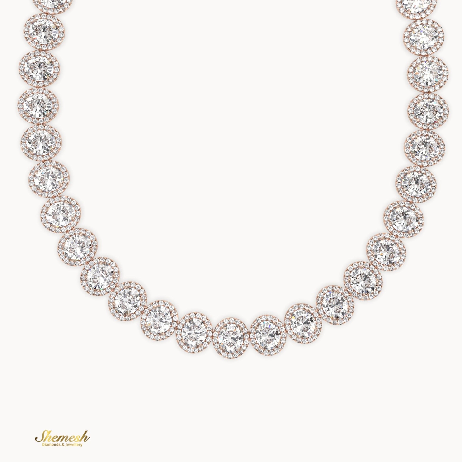 18K Gold Eternity Oval Shaped Diamond Necklace - shemesh diamonds