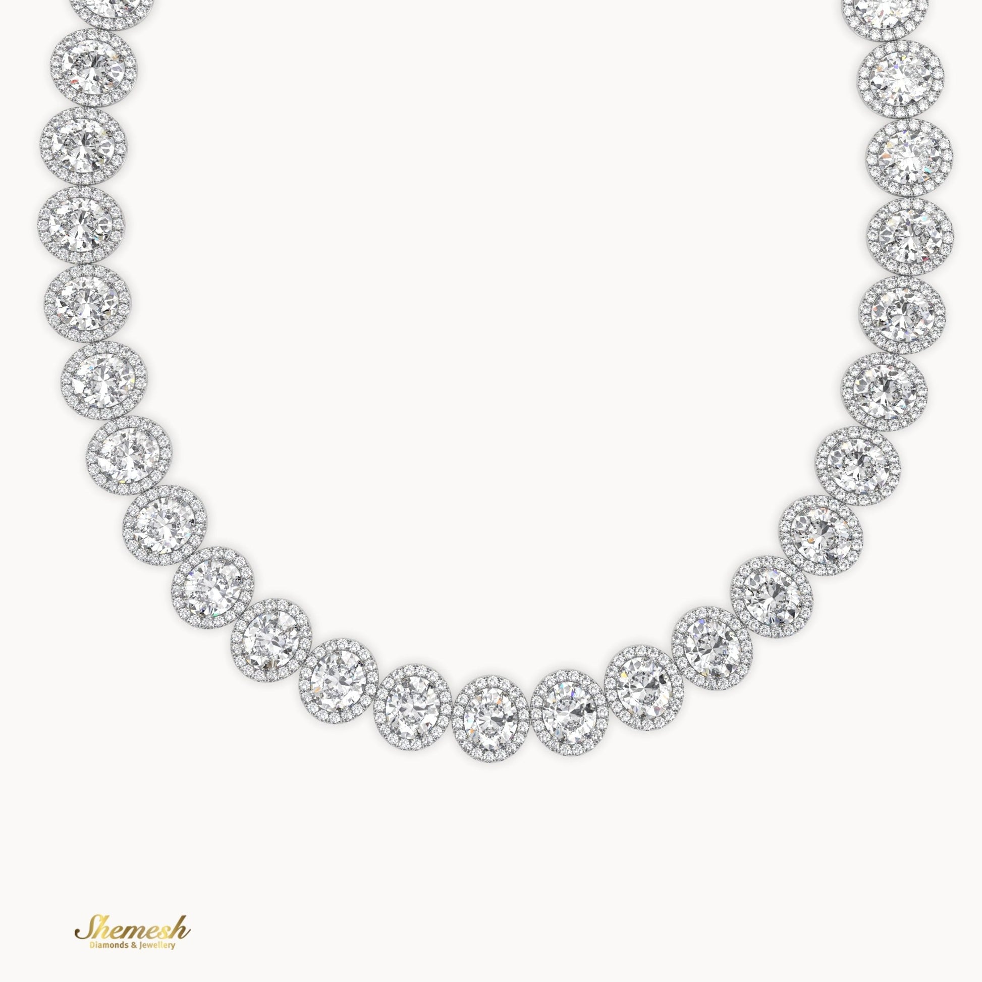 18K Gold Eternity Oval Shaped Diamond Necklace - shemesh diamonds