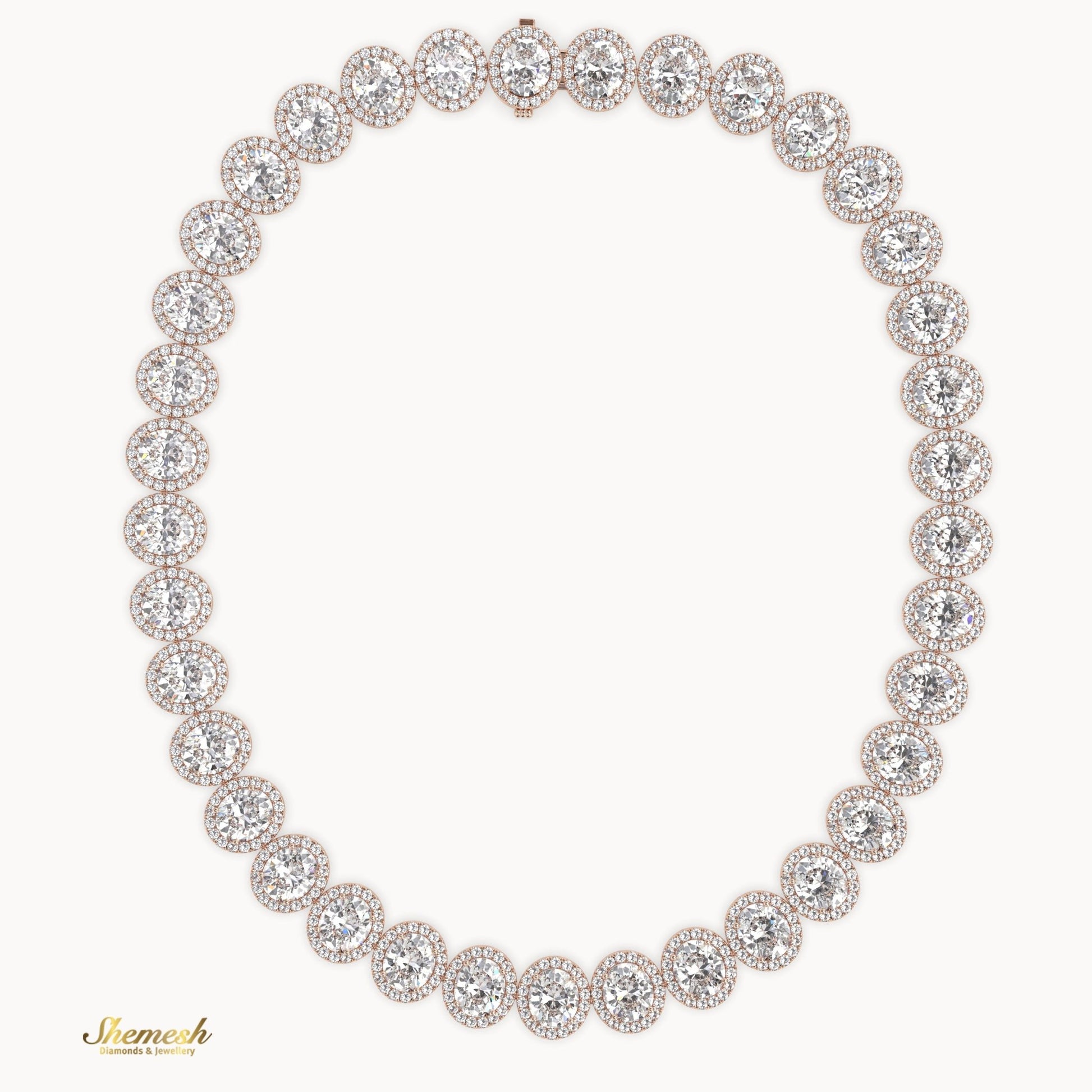 18K Gold Eternity Oval Shaped Diamond Necklace - shemesh diamonds