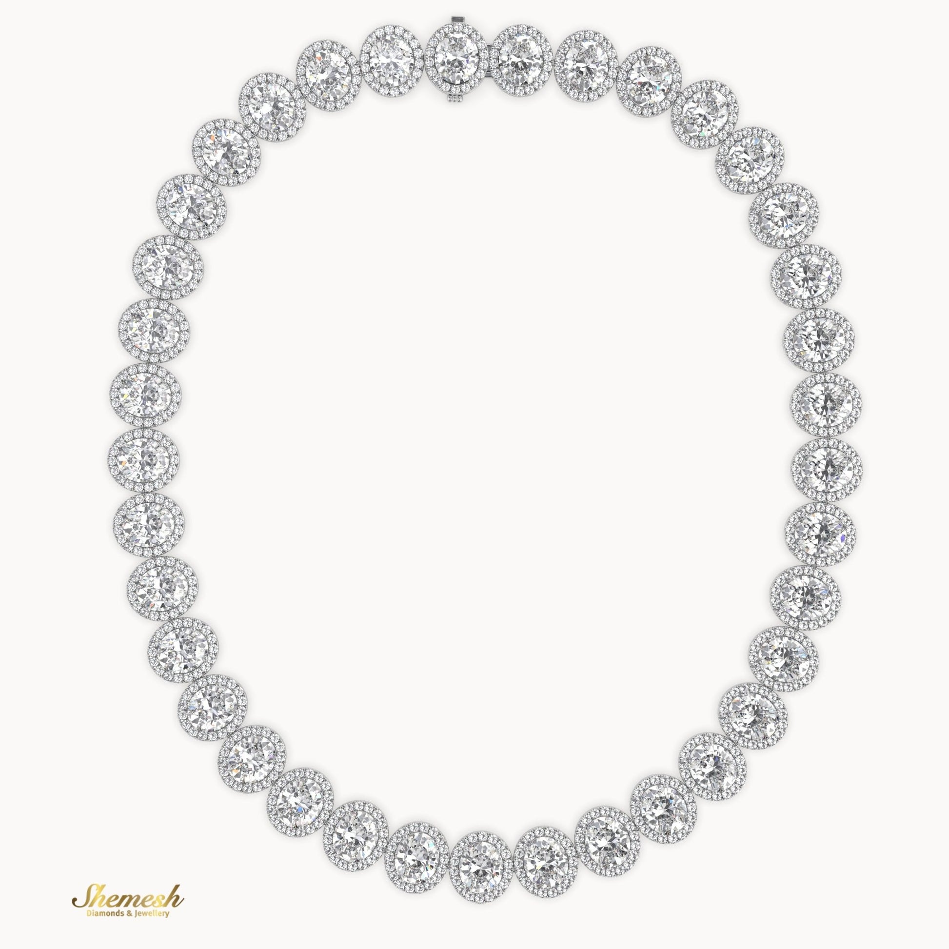 18K Gold Eternity Oval Shaped Diamond Necklace - shemesh diamonds