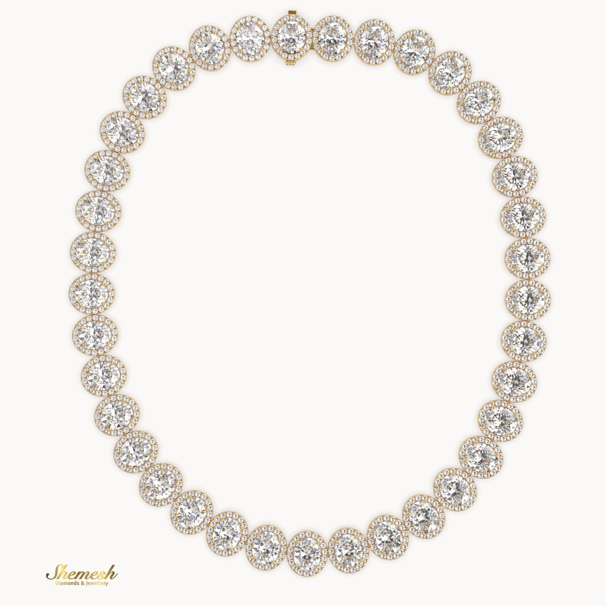 18K Gold Eternity Oval Shaped Diamond Necklace - shemesh diamonds