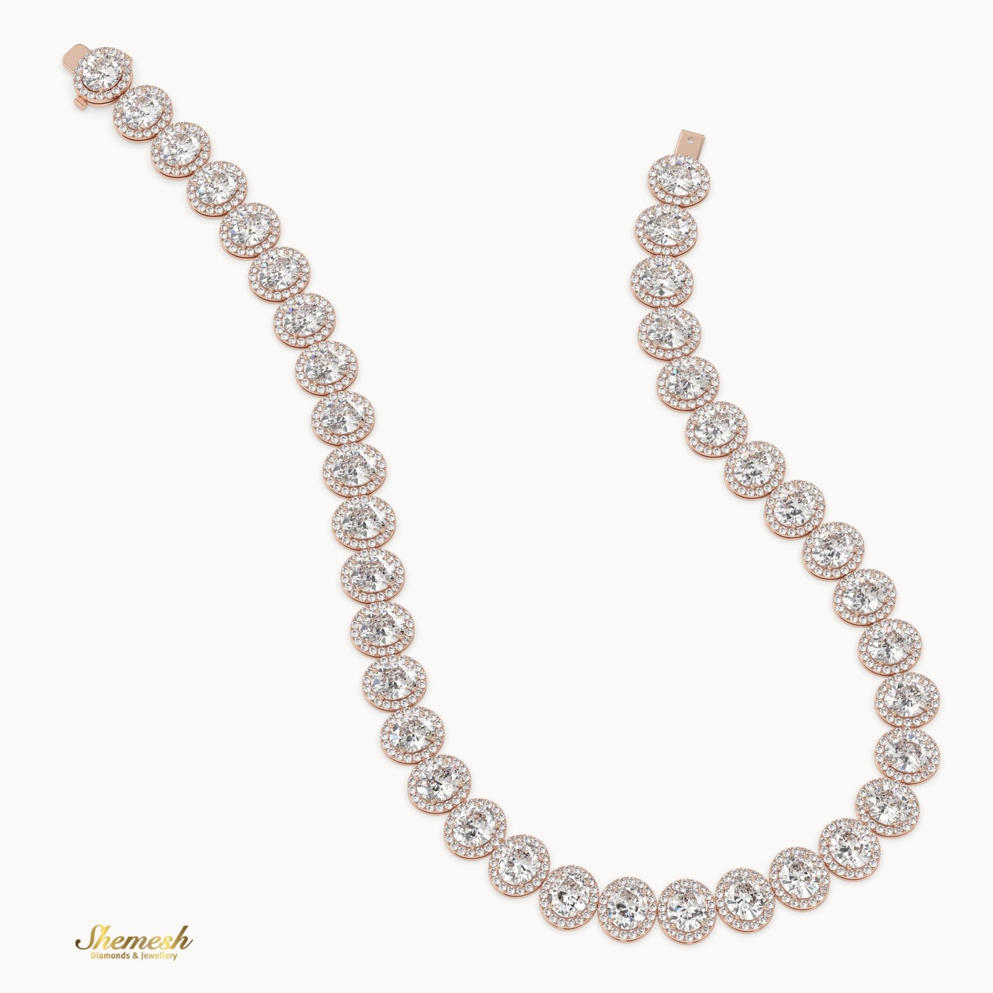 18K Gold Eternity Oval Shaped Diamond Necklace - shemesh diamonds