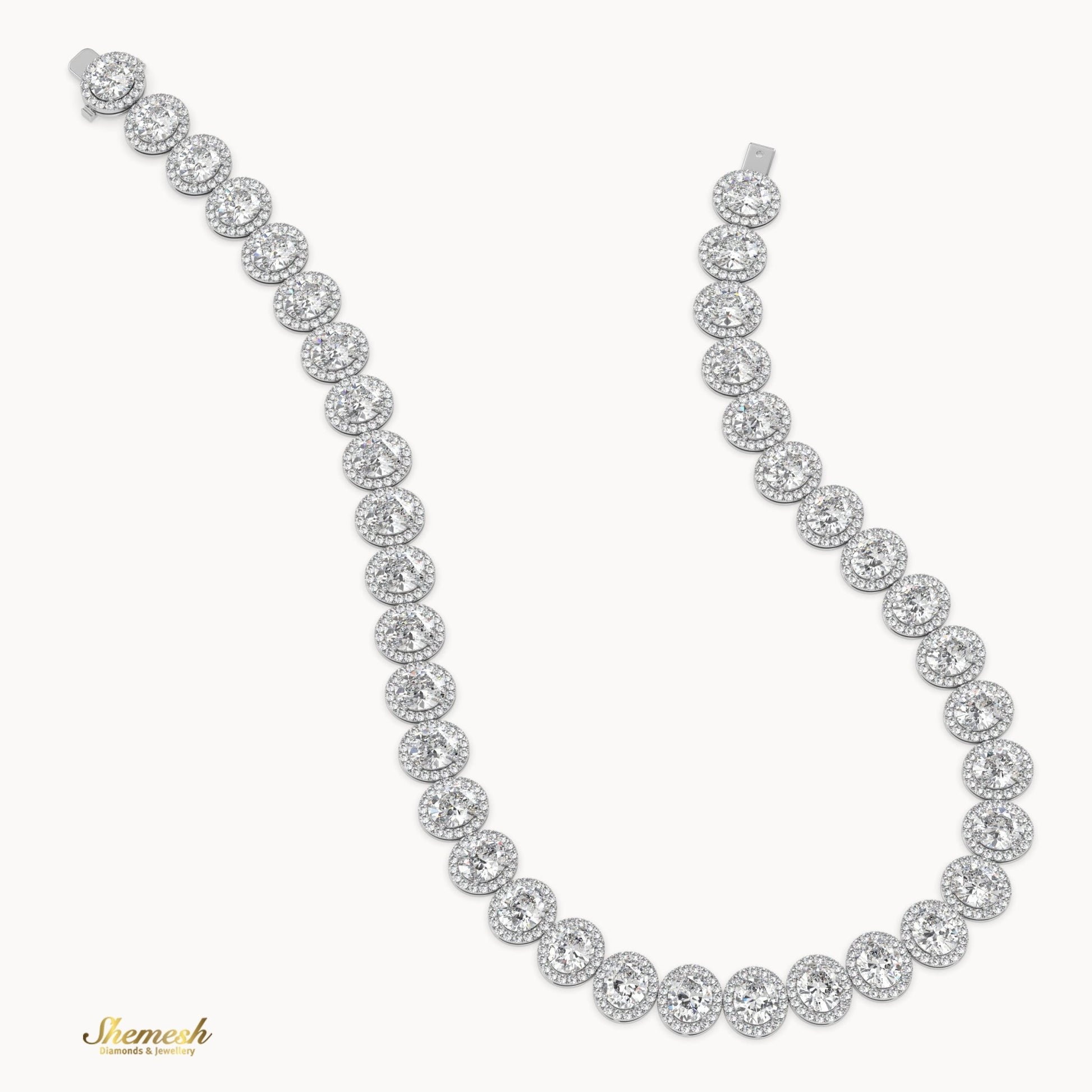 18K Gold Eternity Oval Shaped Diamond Necklace - shemesh diamonds