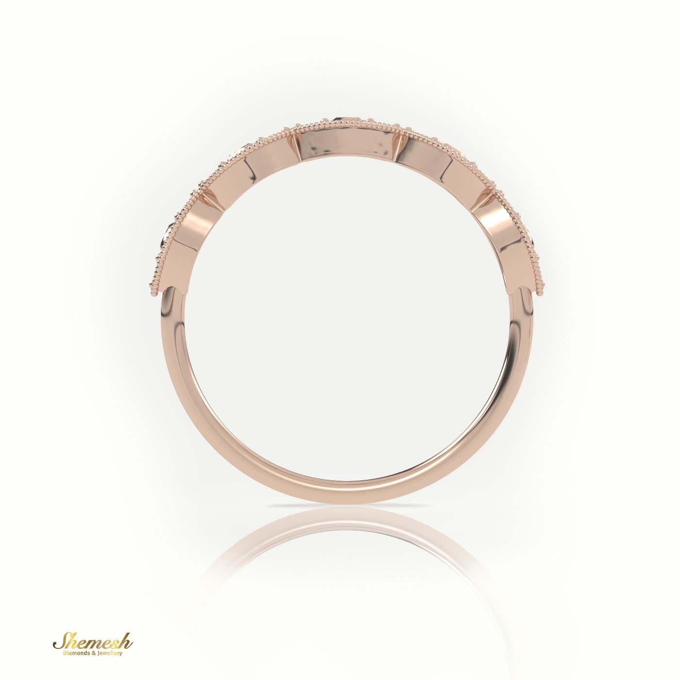18K Gold Round Cut Diamond Infinity Design Milgrain Half Eternity Band - shemesh_diamonds