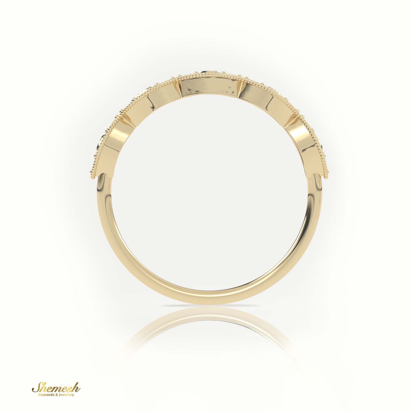 18K Gold Round Cut Diamond Infinity Design Milgrain Half Eternity Band - shemesh_diamonds