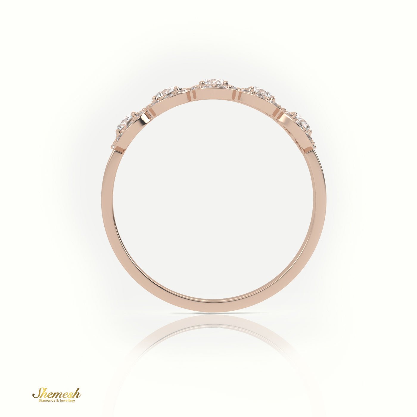 18K Round Cut Halo Set Half Eternity Wedding Band - shemesh_diamonds