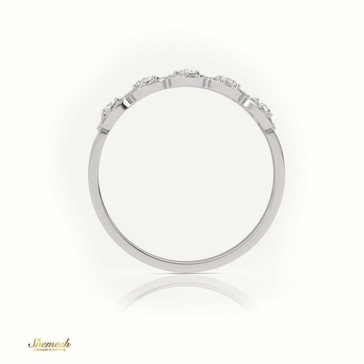 18K Round Cut Halo Set Half Eternity Wedding Band - shemesh_diamonds