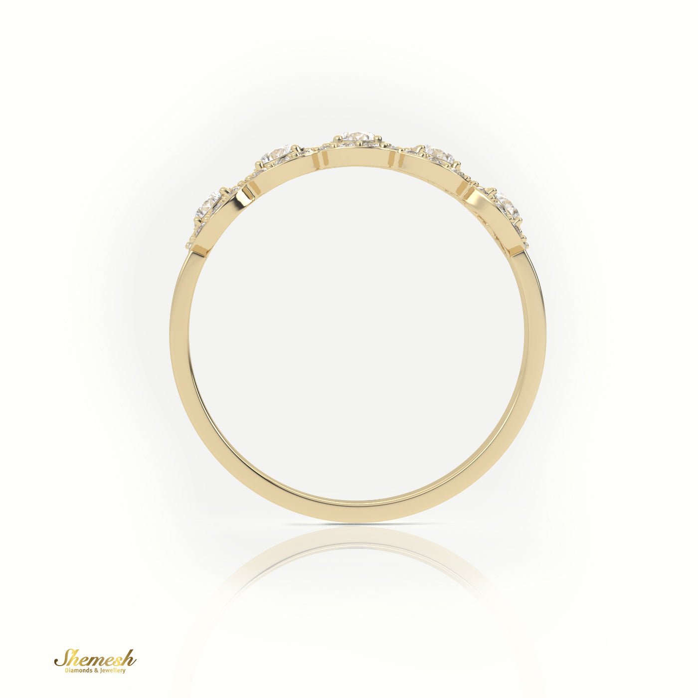 18K Round Cut Halo Set Half Eternity Wedding Band - shemesh_diamonds