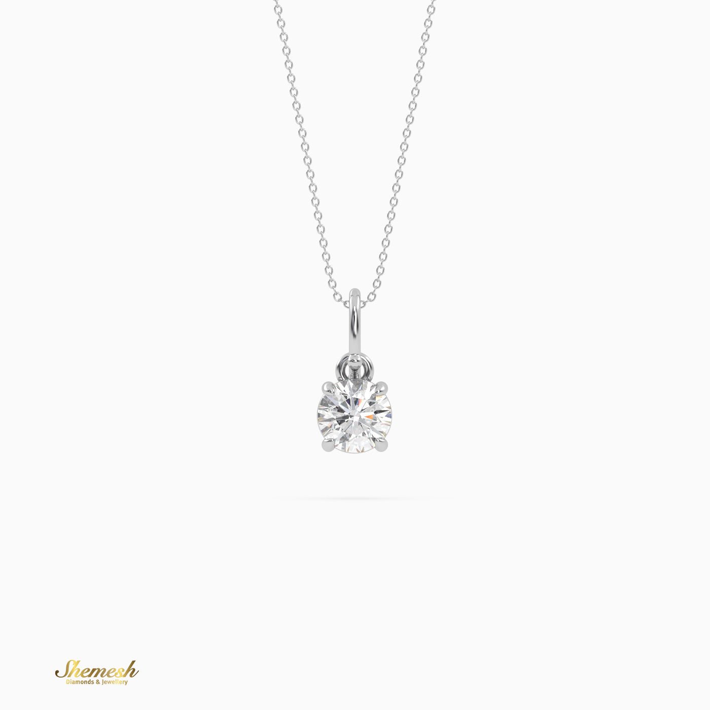 18K Gold 4 Prong Round Diamond Solitaire Pendant - shemesh_diamonds