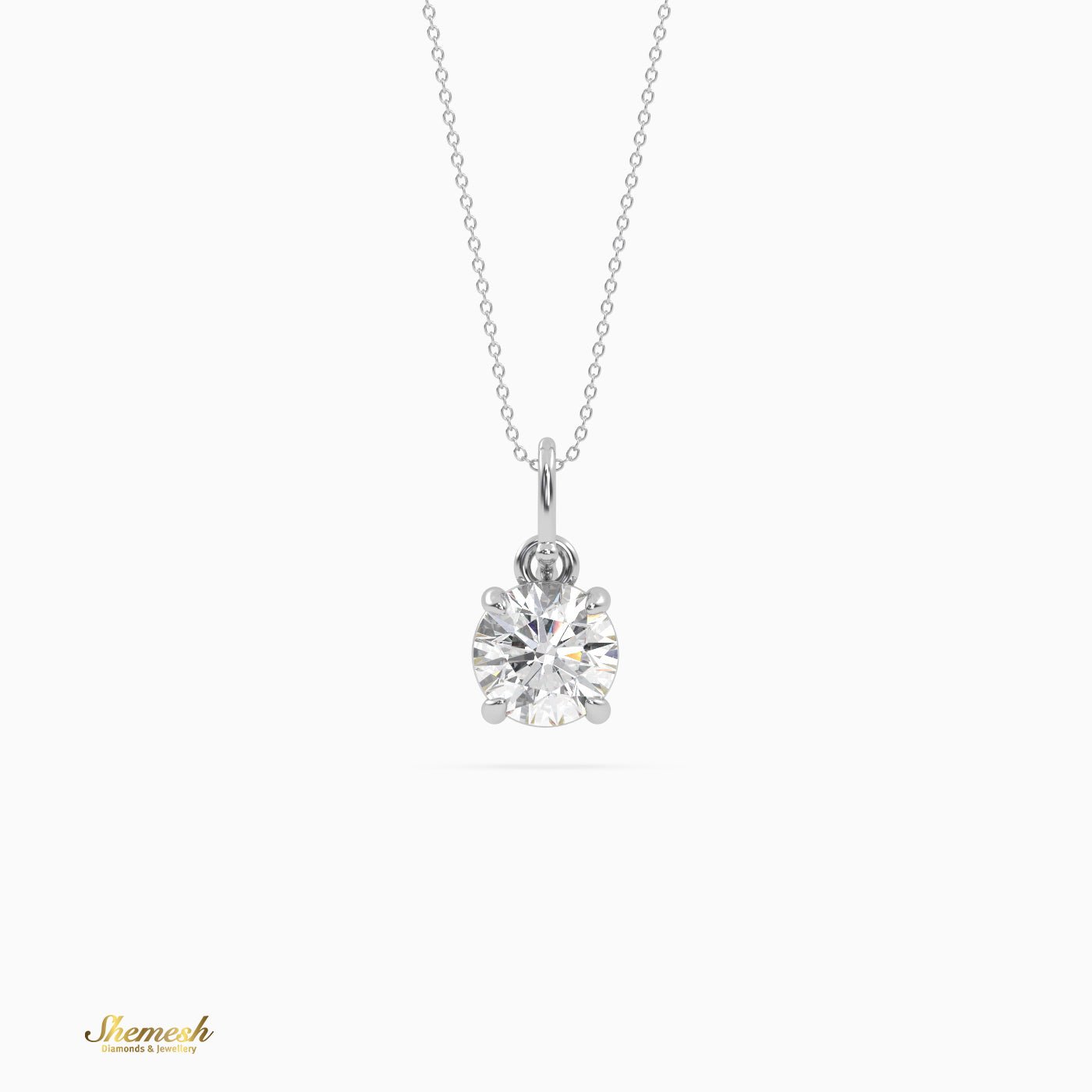 18K Gold Round Diamond Solitaire Pendant - shemesh_diamonds