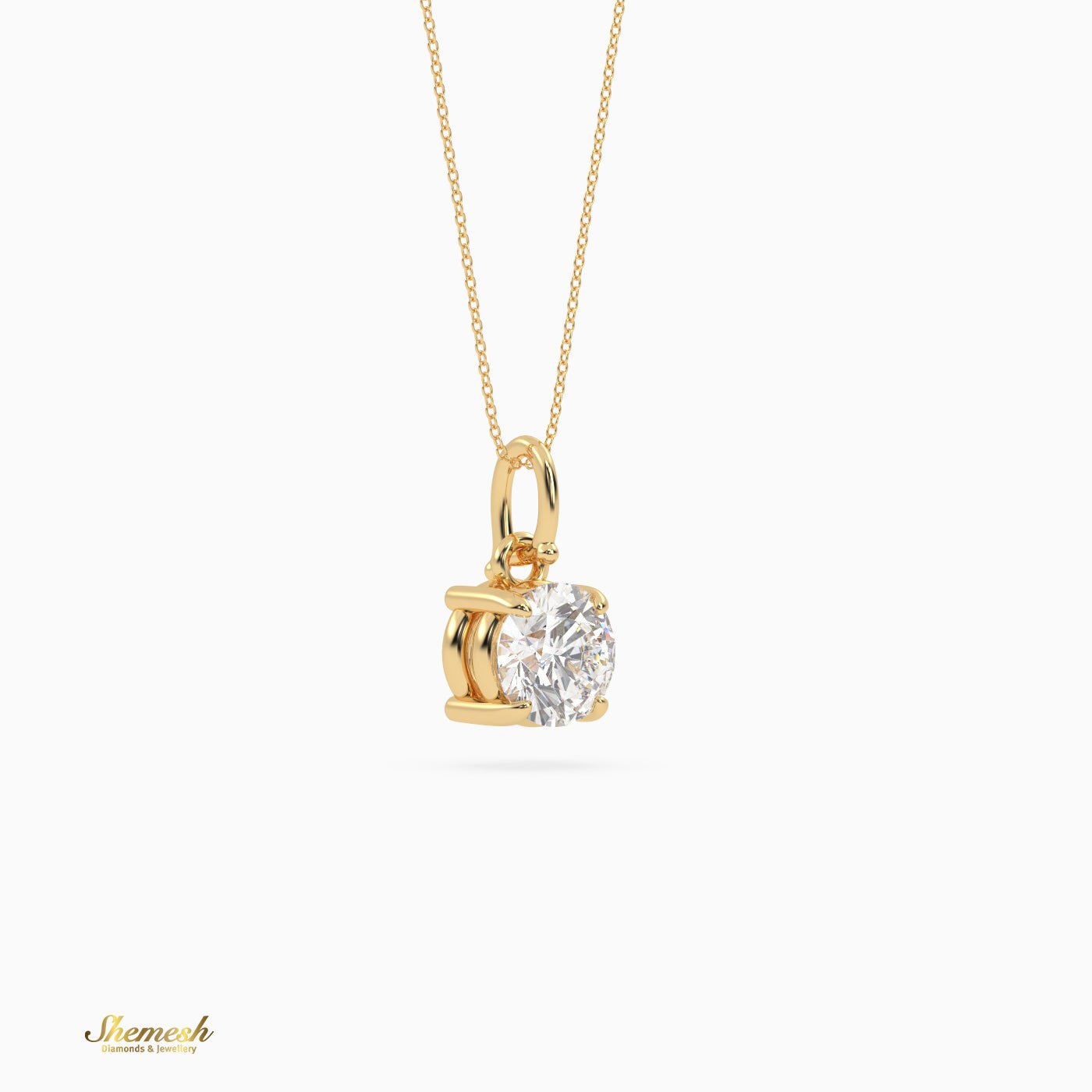 18K Gold Round Diamond Solitaire Pendant - shemesh_diamonds