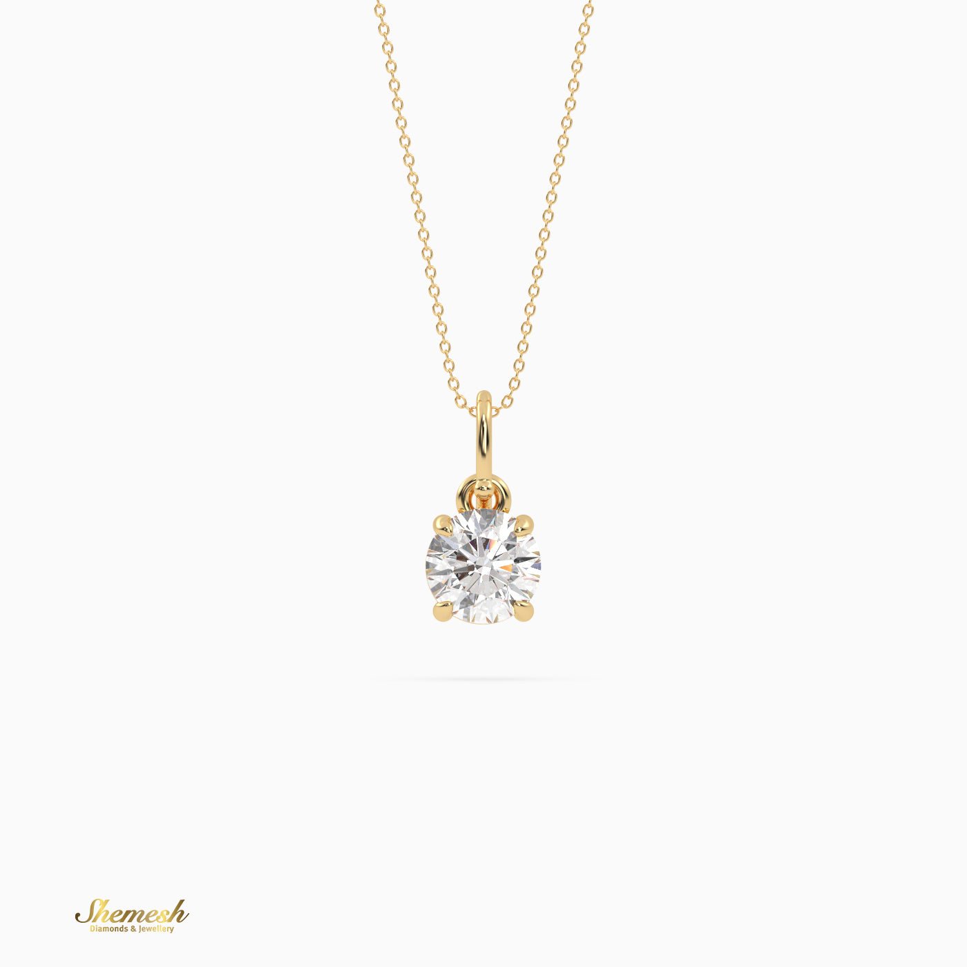 18K Gold Round Shape Diamond Solitaire Pendant - shemesh_diamonds