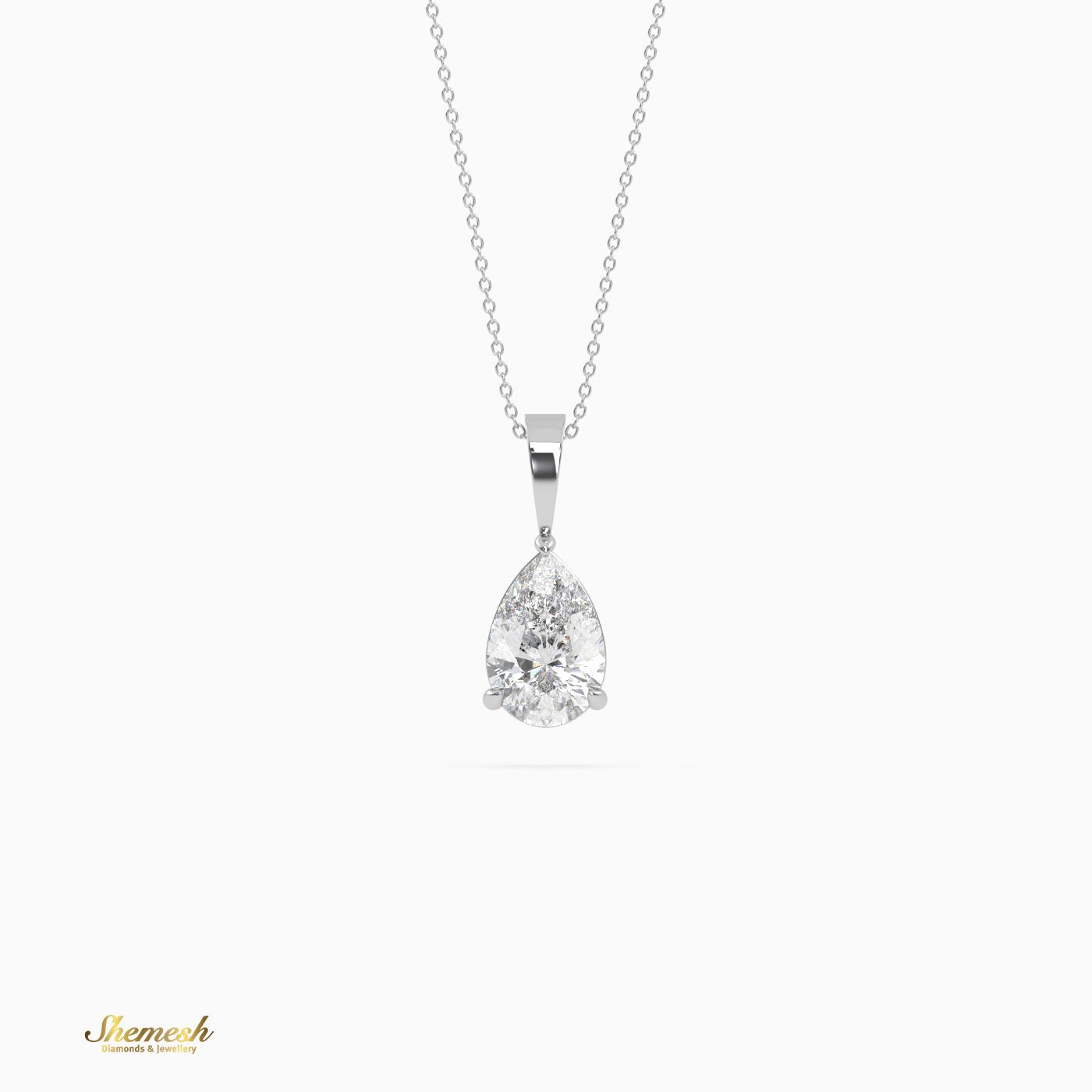18K Gold Pear Shape Diamond Solitaire Pendant - shemesh_diamonds
