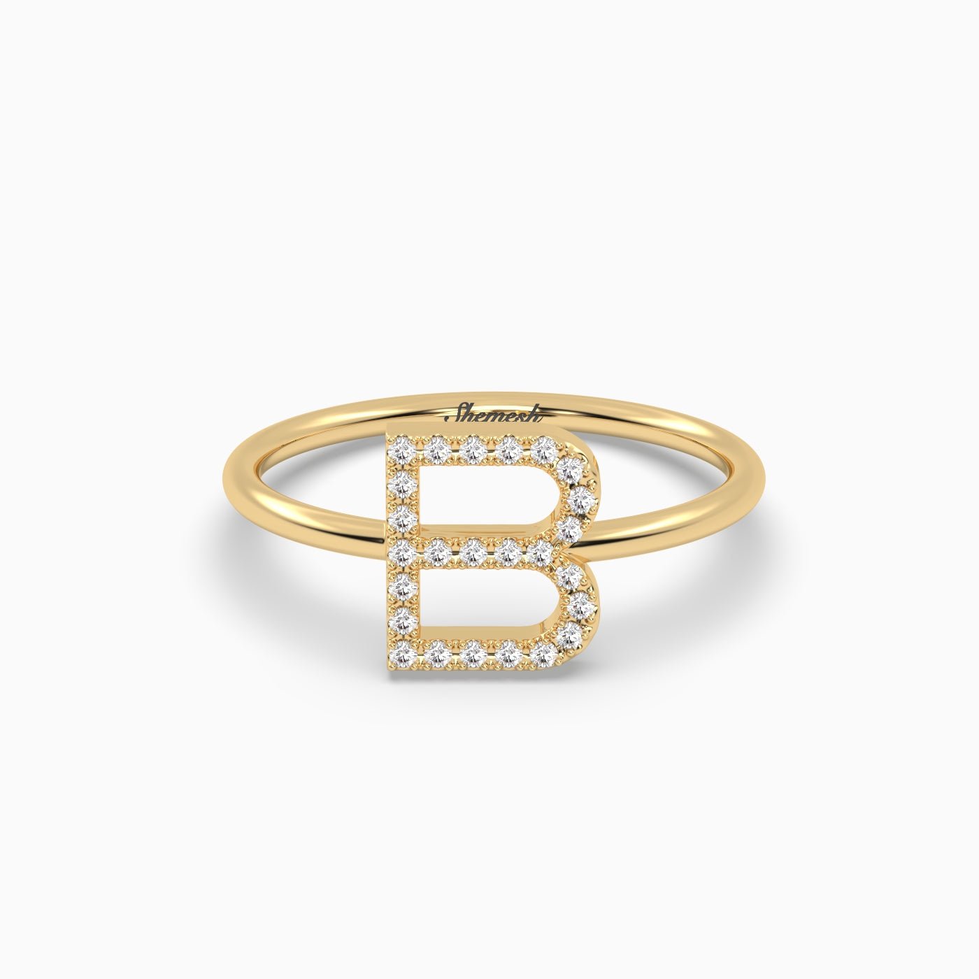 18K Gold "B" Initial Ring - shemesh_diamonds