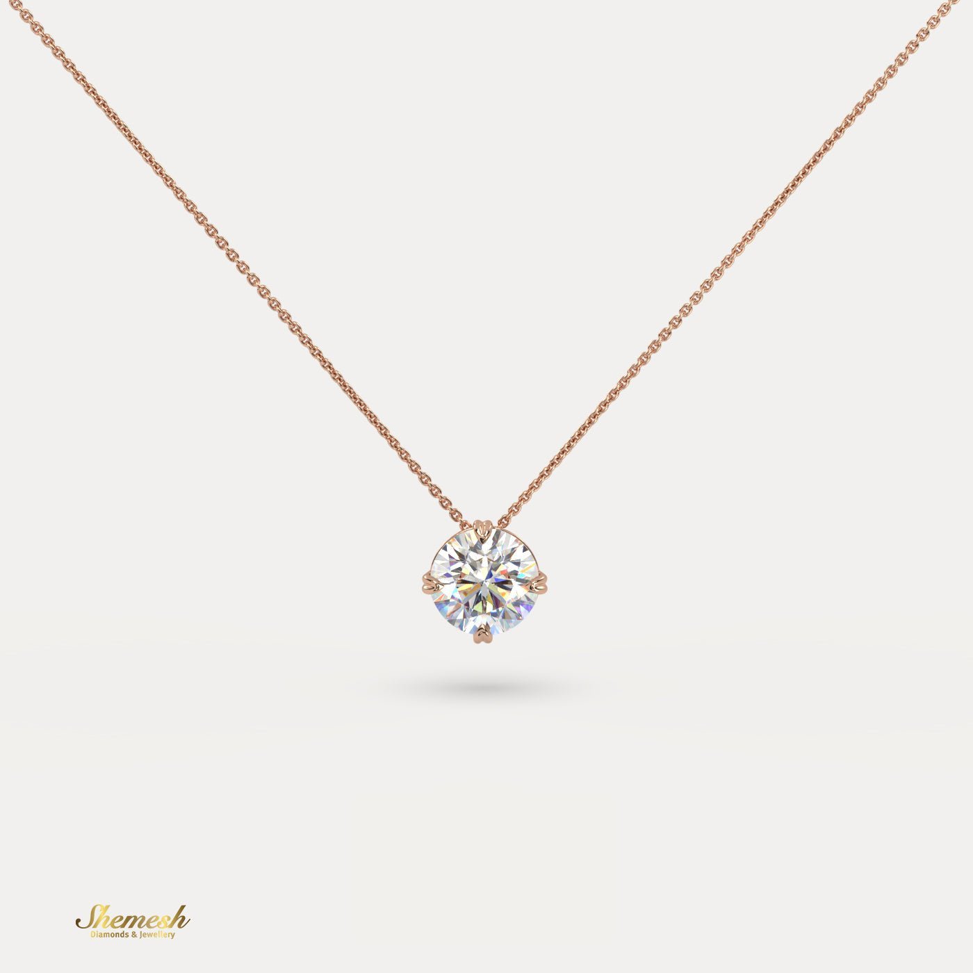 18K Gold 0.50 ct Solitaire Round Diamond Pendant - shemesh_diamonds