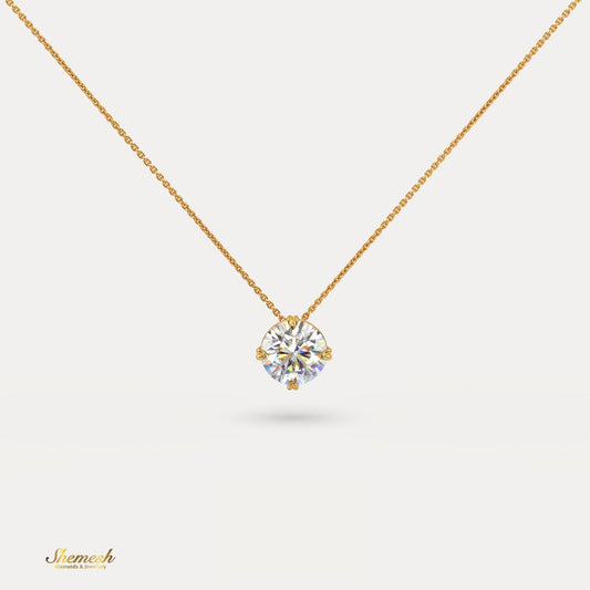 18K Gold 0.50 ct Solitaire Round Diamond Pendant - shemesh_diamonds