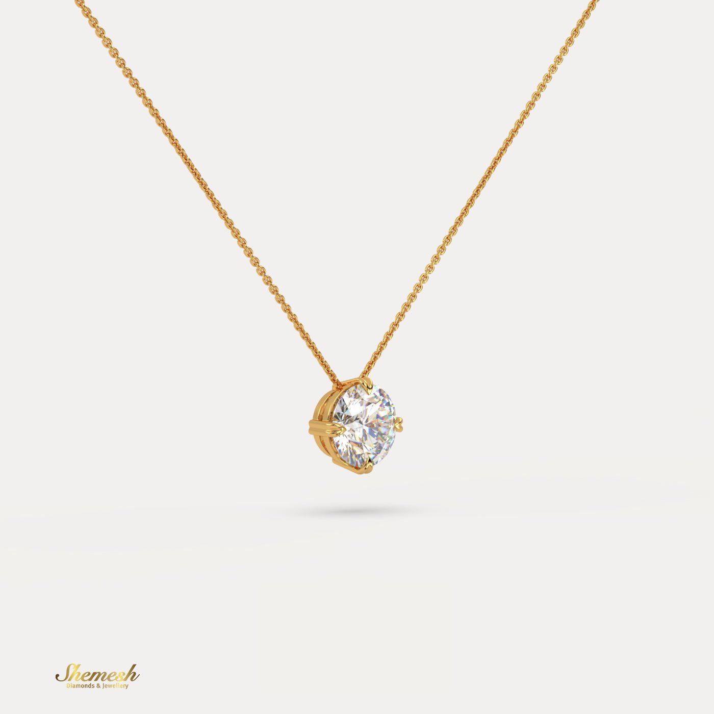 18K Gold 0.50 ct Solitaire Round Diamond Pendant - shemesh_diamonds