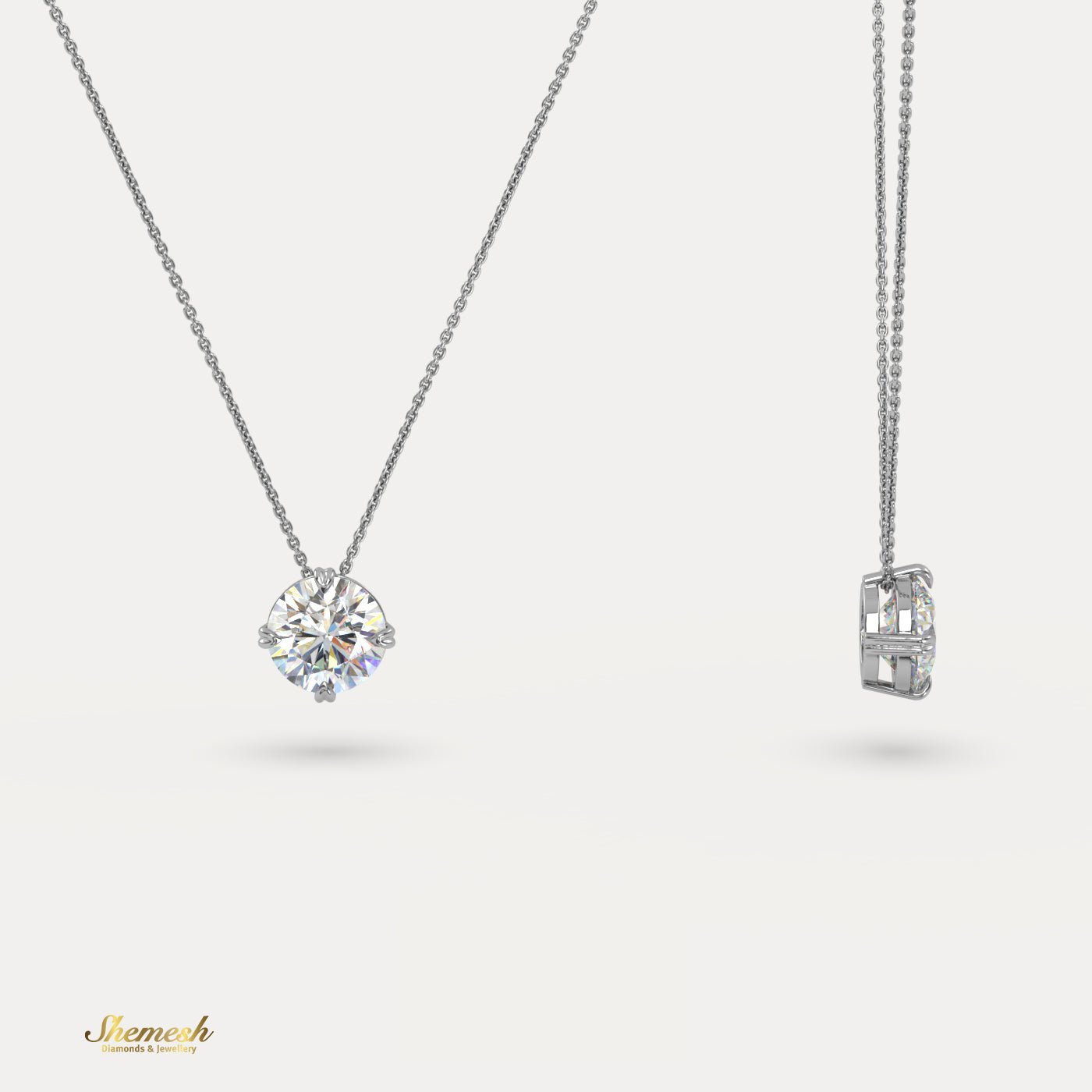 18K Gold 0.50 ct Solitaire Round Diamond Pendant - shemesh_diamonds