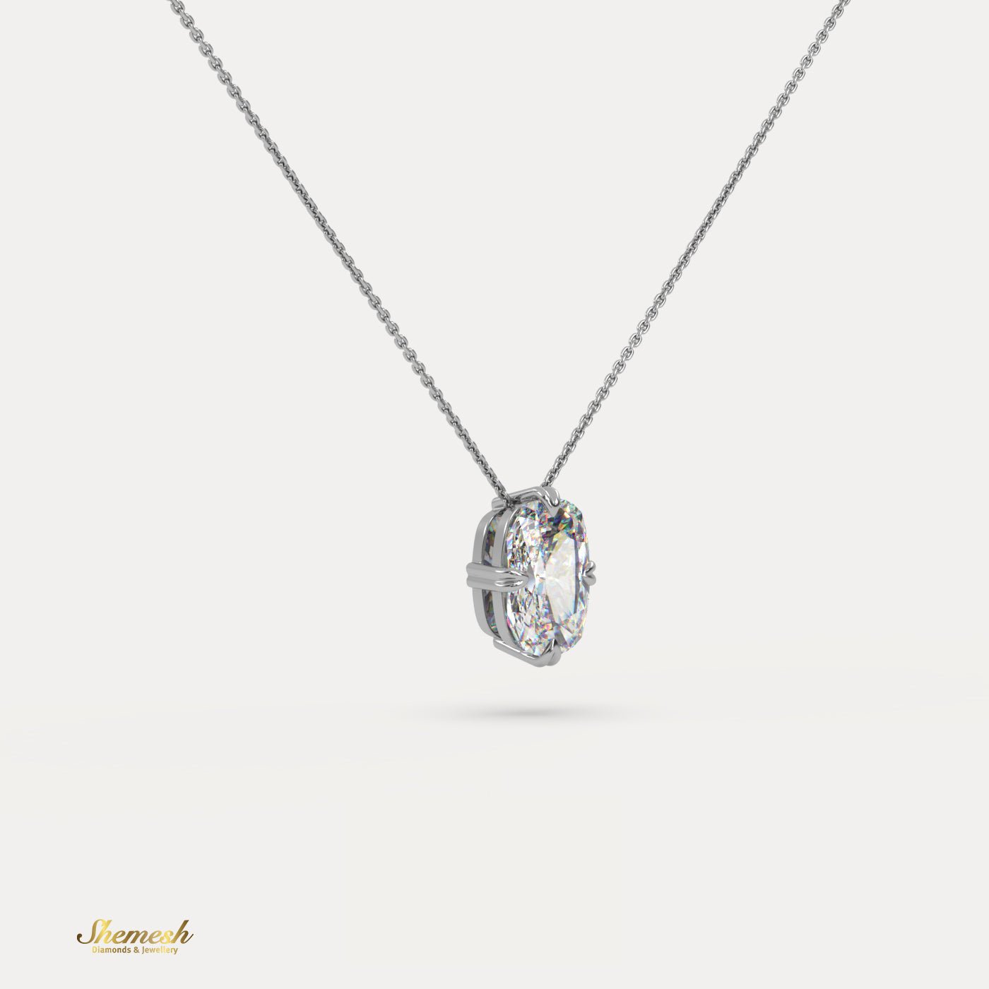 18K Gold 1.00 ct Cushion Diamond Solitaire Pendant - shemesh_diamonds