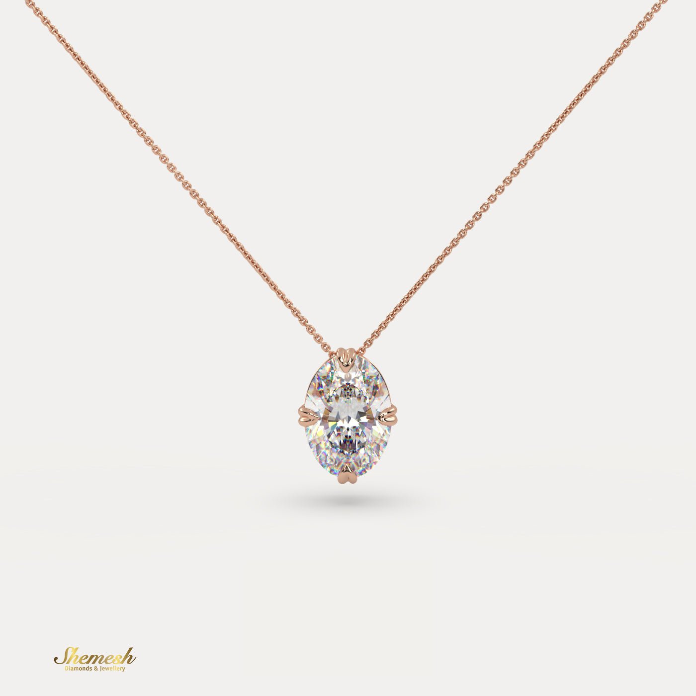 18K Gold 1.00 ct Oval Diamond Solitaire Pendant - shemesh_diamonds