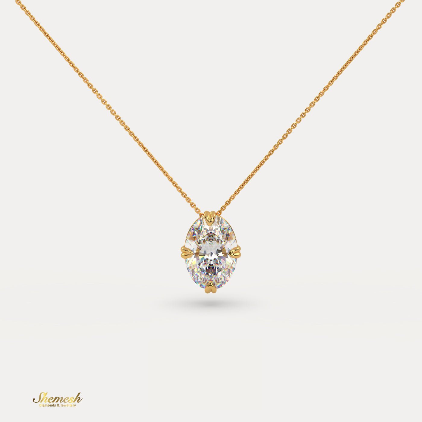 18K Gold 1.00 ct Oval Diamond Solitaire Pendant - shemesh_diamonds