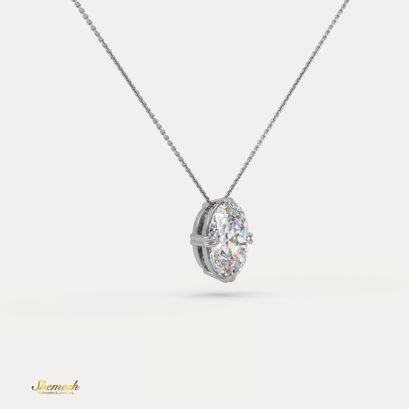 18K Gold 1.00 ct Oval Diamond Solitaire Pendant - shemesh_diamonds