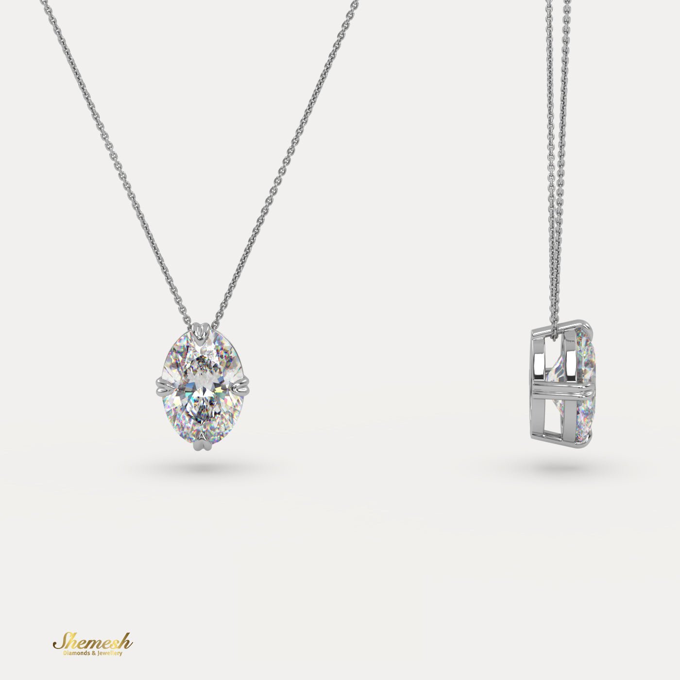 18K Gold 1.00 ct Oval Diamond Solitaire Pendant - shemesh_diamonds