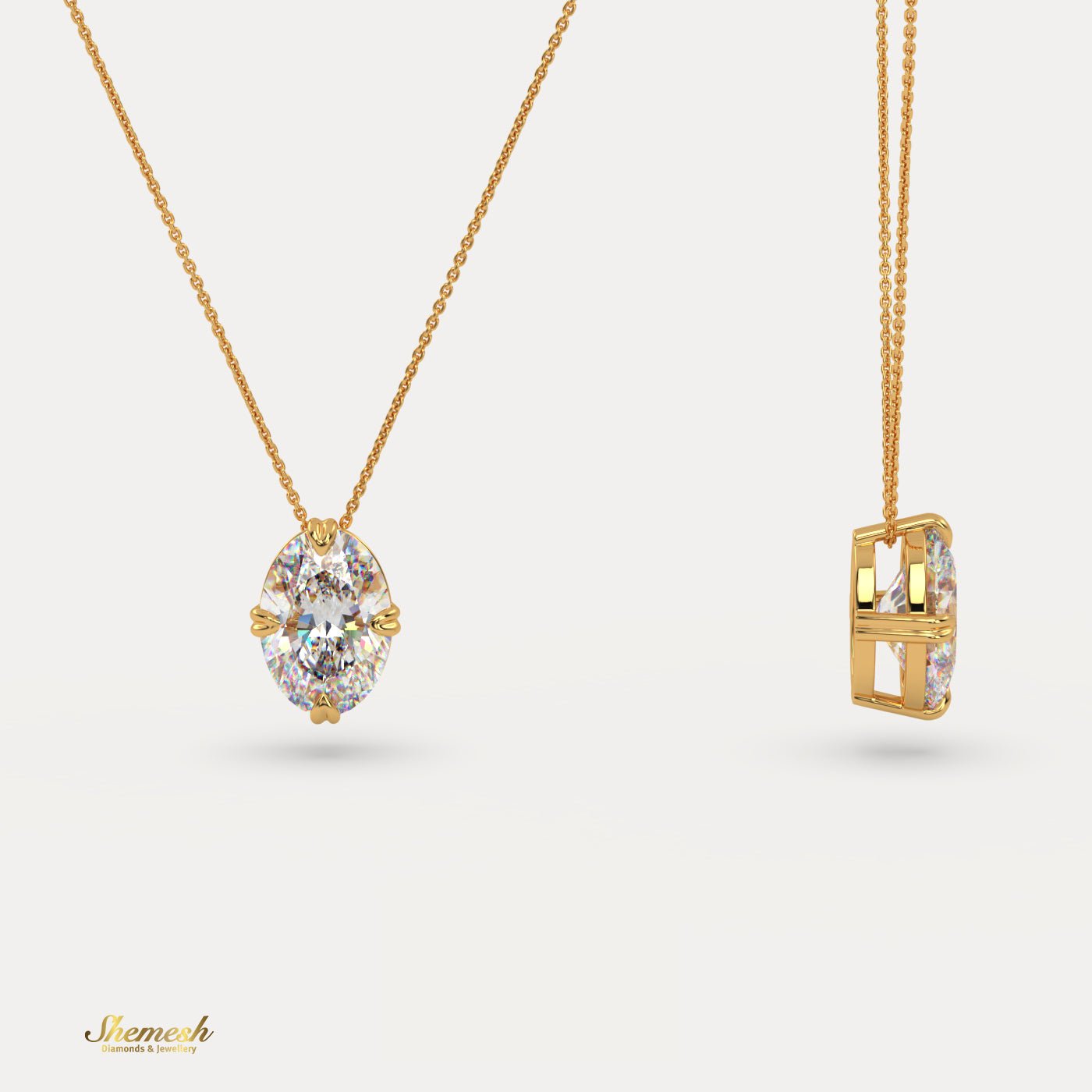 18K Gold 1.00 ct Oval Diamond Solitaire Pendant - shemesh_diamonds