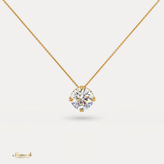 18K Gold 1.00 ct 4 Claw Prong Solitaire Round Diamond Pendant - shemesh_diamonds