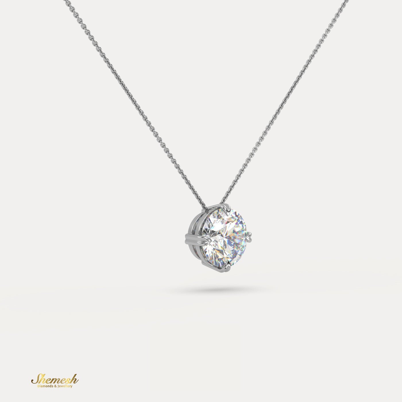 18K Gold 1.00 ct 4 Claw Prong Solitaire Round Diamond Pendant - shemesh_diamonds