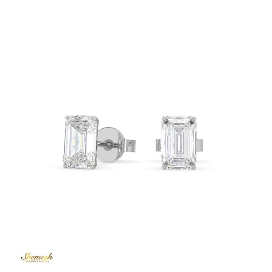 18K Gold Emerald 1.0 ct Diamond Stud Earrings - shemesh_diamonds