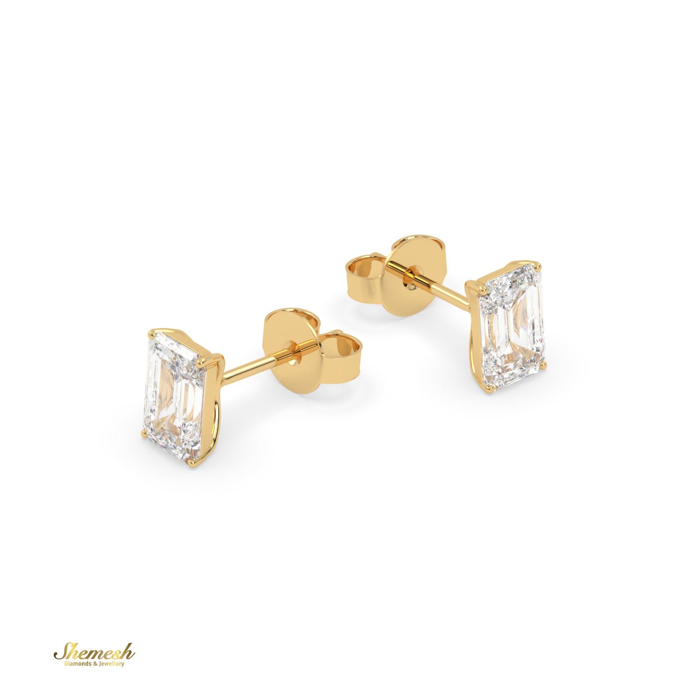 18K Gold Emerald 1.0 ct Diamond Stud Earrings - shemesh_diamonds