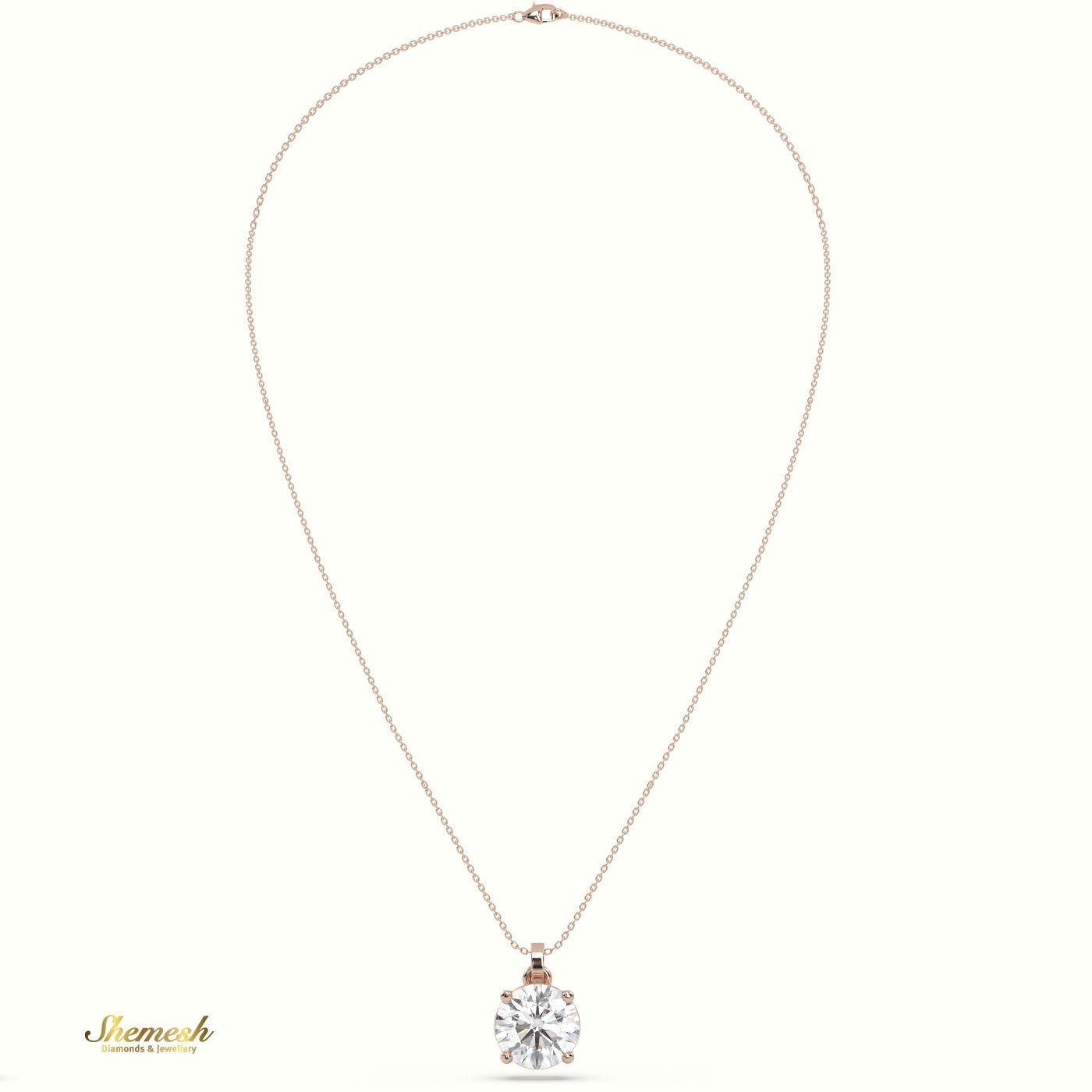 18K Gold 1.50ct Round Diamond Solitaire Pendant - shemesh_diamonds