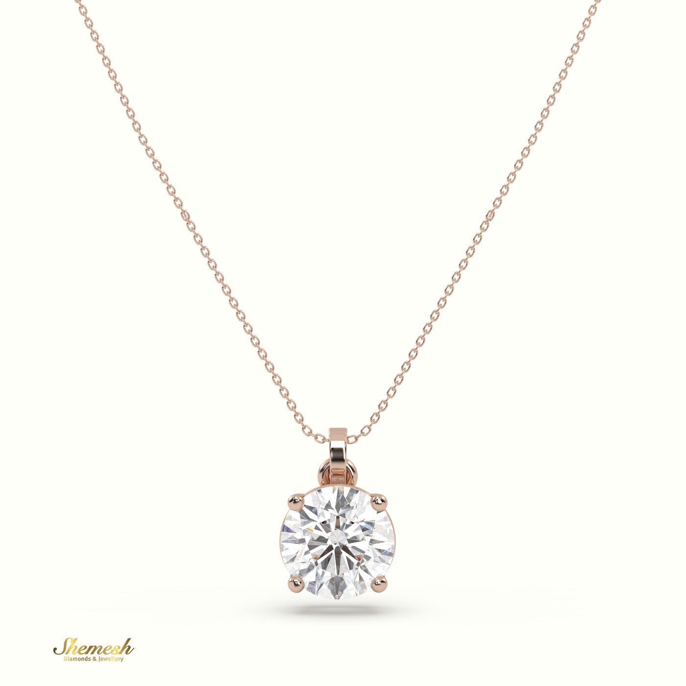 18K Gold 1.50ct Round Diamond Solitaire Pendant - shemesh_diamonds