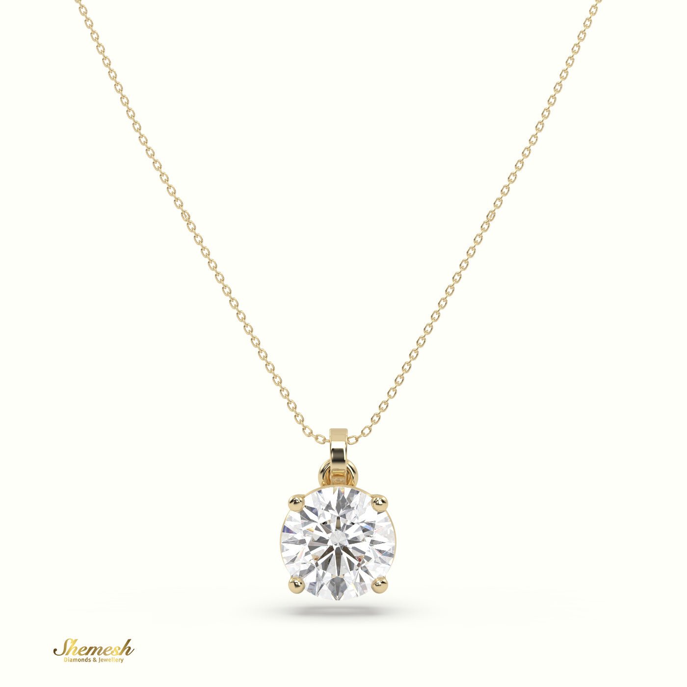 18K Gold 1.50ct Round Diamond Solitaire Pendant - shemesh_diamonds