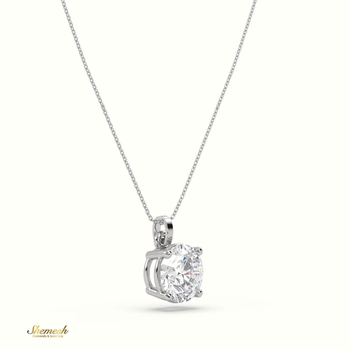 18K Gold 1.50ct Round Diamond Solitaire Pendant - shemesh_diamonds