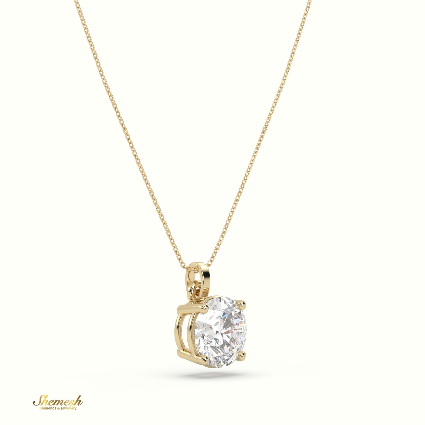 18K Gold 1.50ct Round Diamond Solitaire Pendant - shemesh_diamonds