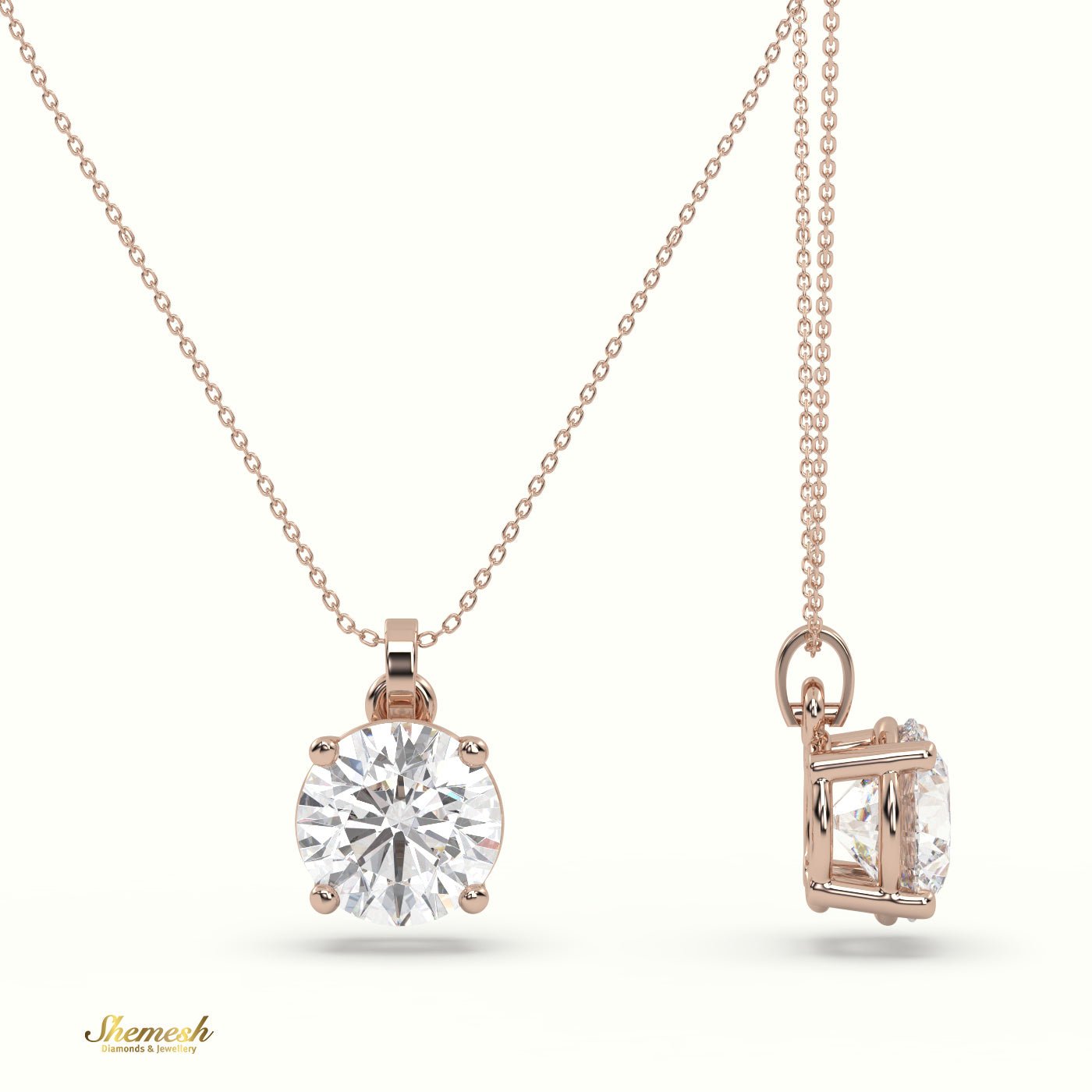 18K Gold 1.50ct Round Diamond Solitaire Pendant - shemesh_diamonds