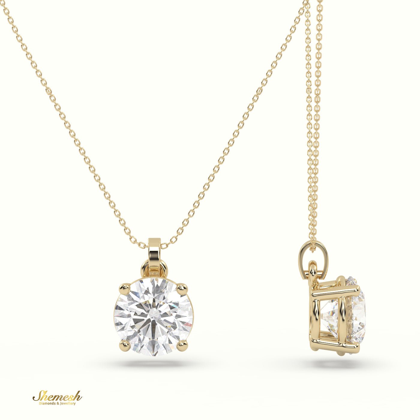 18K Gold 1.50ct Round Diamond Solitaire Pendant - shemesh_diamonds