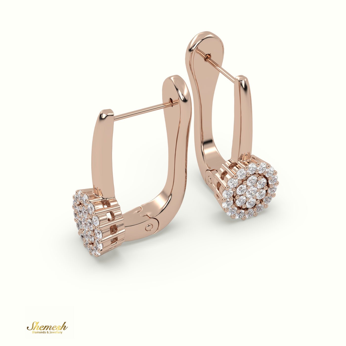 18K Gold Round Shape Diamond Earrings with Shared Prong Setting - shemesh_diamonds