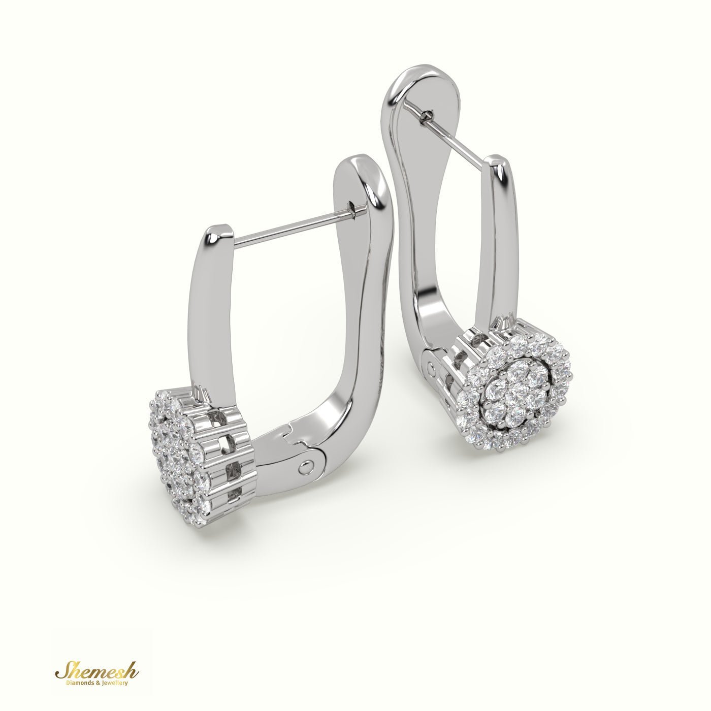 18K Gold Round Shape Diamond Earrings with Shared Prong Setting - shemesh_diamonds