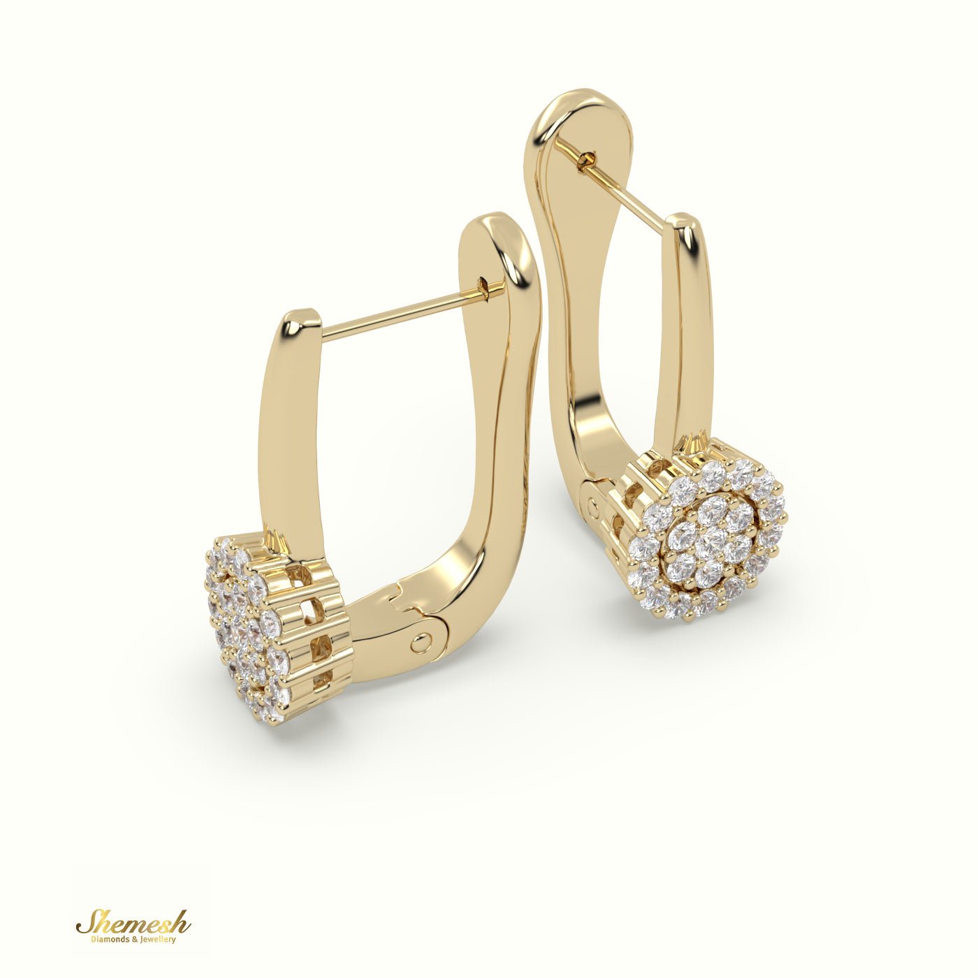 18K Gold Round Shape Diamond Earrings with Shared Prong Setting - shemesh_diamonds