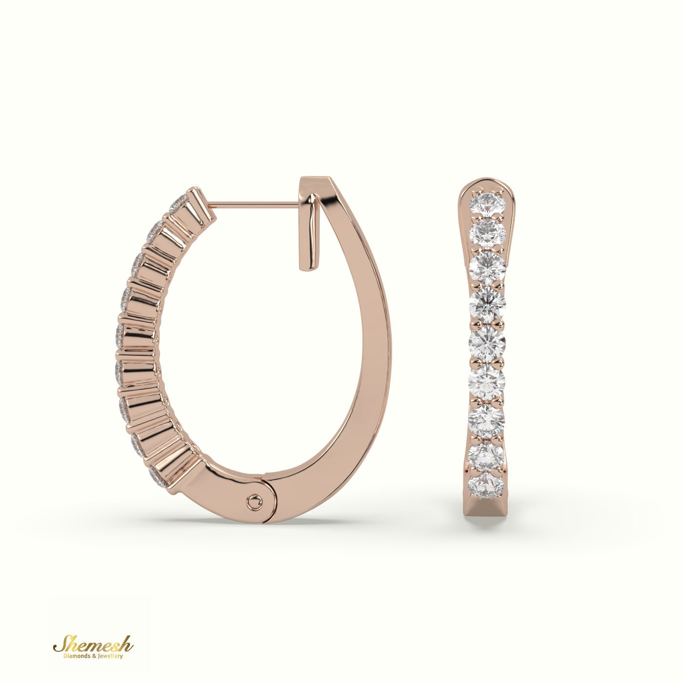 18K Gold Round Cut Shared Prong Set Diamond Earrings - shemesh_diamonds