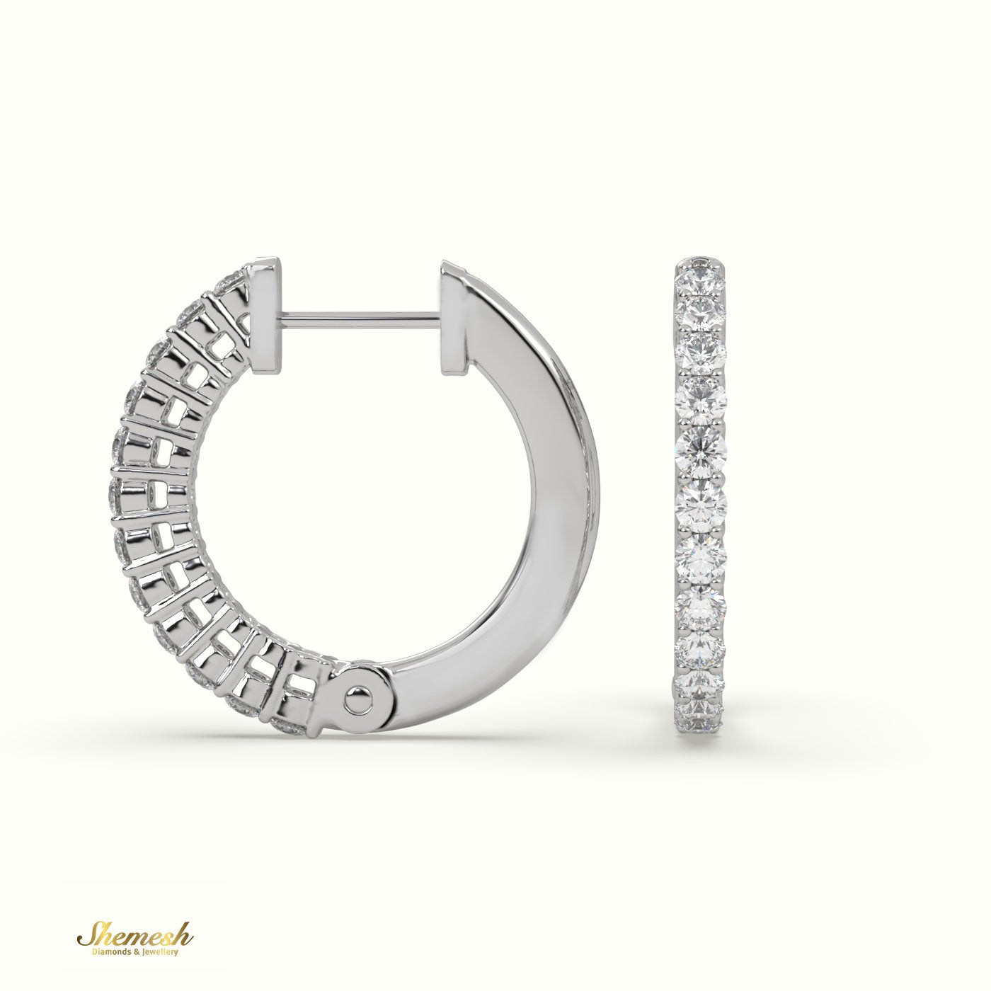 18K Gold Round Cut Shared Prong O - Shaped Diamond Earring Set - shemesh_diamonds