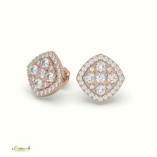 18K Gold Round Diamond Cluster Stud Earrings - shemesh diamonds