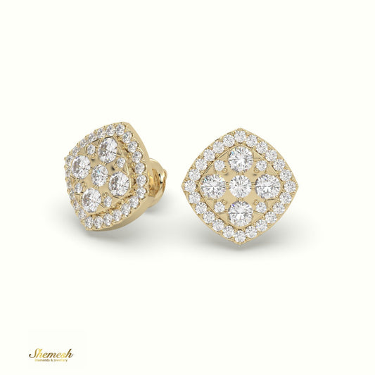 18K Gold Round Diamond Cluster Stud Earrings - shemesh_diamonds