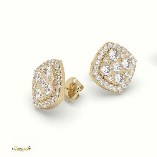 18K Gold Round Diamond Cluster Stud Earrings - shemesh diamonds
